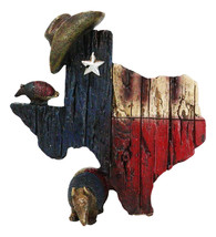 Rustic Western Lone Star State Texas Map with Armadillos and Cowboy Hat Figurine - £14.15 GBP