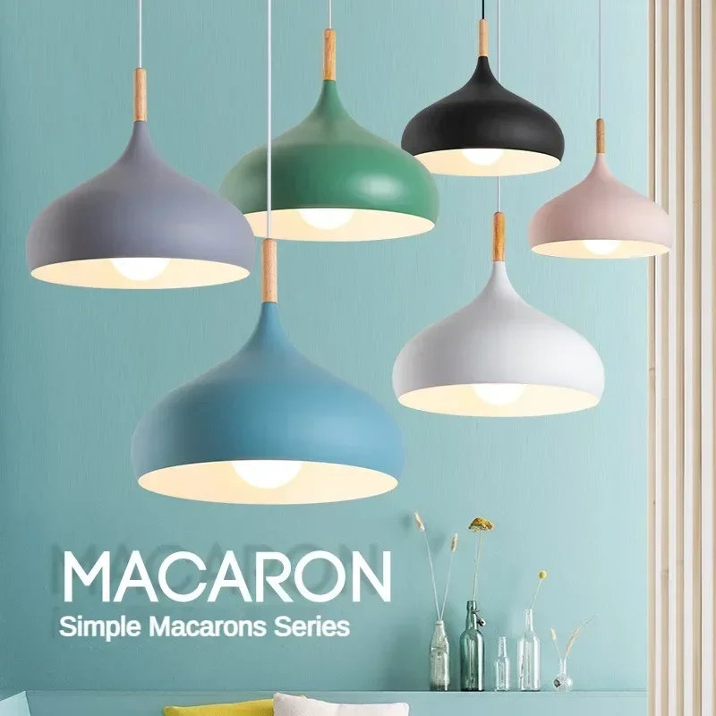 Modern Simple Macaroon Color Pendant Lights LED Hanging Lamp Lamparas Co... - $92.75+