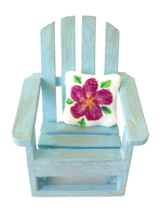 Miniature Adirondack Chair &amp; Flower Cushion Hand Painted Signed OOAK 3.7... - $22.24