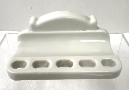 Antique Ironstone Wall Mounted Toothbrush and Paste Holder 5 Slots Deco ... - $24.26