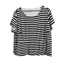 Cato Women’s Black White Stripe Short Sleeve Top Lined Size 22/24 Heavy  - $13.83