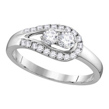 10k White Gold Round Diamond 2-stone Bridal Wedding Engagement Ring 1/2 Ctw - £472.51 GBP