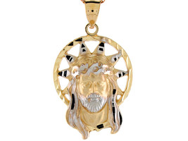 10K or 14K Two Tone Gold Face of Jesus Diamond Cut Religious Pendant - £291.15 GBP+