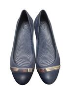 Crocs Ballet Flats Women&#39;s Sz 8 Blue /silver Cap Toe Slip On Comfort Shoes - €12,66 EUR