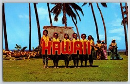 Postcard Hawaii Paradise Of The Pacific Hula Maids Holding Letters Mike ... - £3.15 GBP