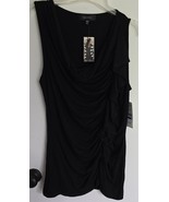 NWT Womens XL Karen Kane Black V-Neck Ruffled Sleeveless Tank Top Made i... - $25.95 CAD