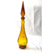 Vintage EMPOLI 19&quot; Hand Blown Glass Embossed Fruit Pattern Decanter With... - $94.82 CAD