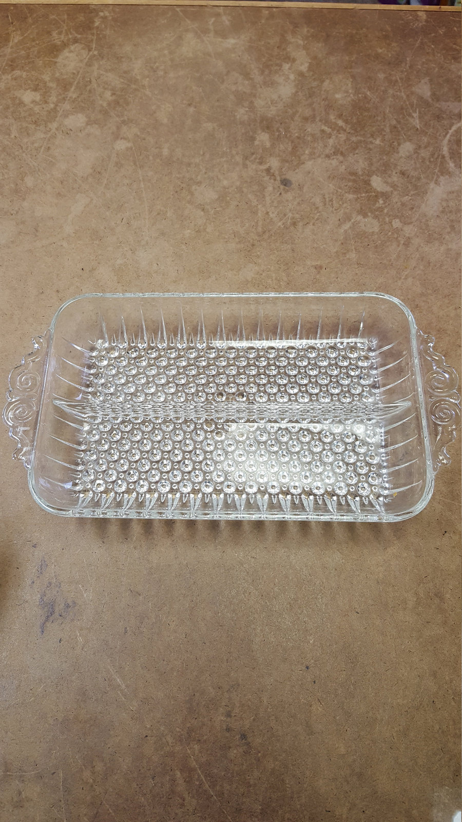 Vintage Anchor Hocking Hobnail and Ray Design Divided Relish Dish, 10" x 5 1/2"  - £13.33 GBP