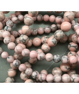 8mm Pink Howlite Round Beads, 1 15in Strand, peach, stone - £3.96 GBP