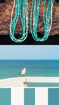 two friendship bracelets/necklaces, artisan seed bead mix, sea foam green, white - £32.89 GBP