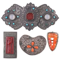 Collection Antique Chinese Silver, agate, coral, turquoise, rose quartz, and cin - £661.94 GBP