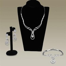 3W1095 - Rhodium Brass Jewelry Sets with AAA Grade CZ  in Clear - $193.25 CAD