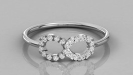 0.10CT Diamante Natural Infinito Compromiso Anillo 14K Oro Blanco Chapado Mujer - £159.18 GBP