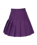 High Waist Solid Pleated Mini Slim Single Tennis Skirts (S,Dark Purple) - £20.61 GBP