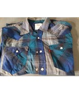 Levi&#39;s Pearl Snap Shirt Plaid Blue Double Pockets Rodeo Country Western ... - £21.92 GBP