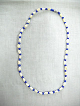 New Cobalt Blue Glass Seed Bead &amp; Full Tiny Whole Shell Surf Fun Beach Necklace - £5.25 GBP