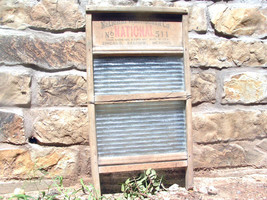 Old Antique Primitive NATIONAL 511 Washboard Wood Glass 86 bz - £78.62 GBP