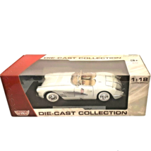 Vintage &#39;58 White Corvette Convertible Die Cast Collection White Seats Motor Max - £40.45 GBP