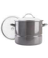 Kenmore 16 Quart Enamel On Steel Stock Pot With Steamer and Lid in Graph... - $123.54 CAD