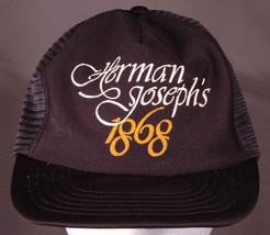 Vtg Herman Joseph&#39;s 1868 Trucker Hat-Floppy Front-Snapback-Mesh-Black-Cr... - $23.36