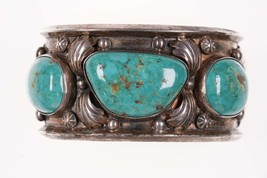 Vintage Heavy Navajo Sterling/Turquoise cuff bracelet - $886.05