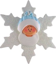 Baby Boy Christmas Ornament First Christmas Gift Snowflake Personalize Bib Free - £10.86 GBP