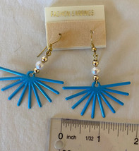 Earrings: Vintage Retro Dangle Blue Burst: Metal Hypoalergenic Posts New! - £0.79 GBP