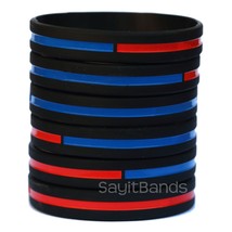 Set of Combined Thin Red Thin Blue Line Wristbands - Firefighter Police Band Lot - £3.96 GBP+