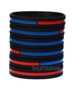 Set of Combined Thin Red Thin Blue Line Wristbands - Firefighter Police ... - £3.95 GBP+