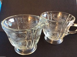 VTG Reproduction Indiana Recollection Madrid Glass open Sugar &amp; Creamer set - £19.78 GBP