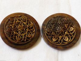 VTG lot of  2 brown color filigree bakelite buttons large 1.5&quot;L - $68.31
