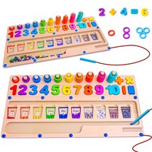 3 In 1 Montessori Wooden Toys For 3+ Year Old,Magnetic Color And Number Bead Maz - £26.73 GBP