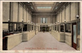 Des Moines Iowa Central State Bank Interior Teller Cage c1915 Postcard X11 - $4.95