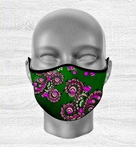 FACE MASK Cover Floral green purple flowers Triple Layered Fashion 2020 Adults - £10.58 GBP