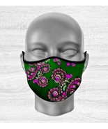 FACE MASK Cover Floral green purple flowers Triple Layered Fashion 2020 ... - $257.78 MXN