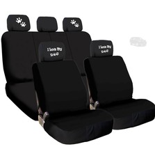 For Jeep New 4X I Love My Dog Paws Logo Headrest With Black Cloth Seat Covers - £29.33 GBP