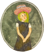 Girl in a Big Hat: Quilted Art Wall Hanging - £264.96 GBP