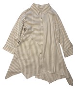 Soft Surroundings Lg White/Tan Striped Artsy Lagenlook Asymmetrical Tuni... - $370.63 MXN
