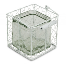 5.5" White and Clear Wire Basket Glass Jar - $910.20 MXN