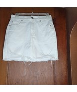 NWT American Eagle White Denim High rise Mini Skirt Curvy Size 4 Distressed - £19.02 GBP