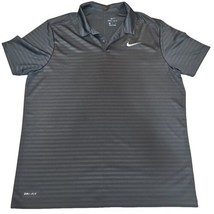 Nike Polo Shirt Black Stripes Mens XL Dri Fit Golf Tour Performance Stretch - £12.39 GBP