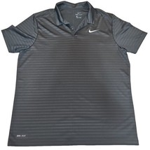 Nike Polo Shirt Black Stripes Mens XL Dri Fit Golf Tour Performance Stretch - £12.47 GBP