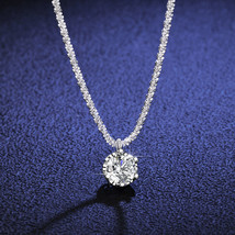 S925 Sterling Silver Necklace with Moissanite Pendant  KJ150 - £36.70 GBP+