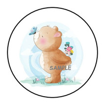 30 Cute Teddy Bear And Butterfly Envelope Seals Labels Stickers 1.5&quot; Round - £5.89 GBP