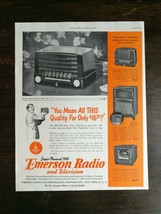 Vintage 1948 Emerson Radio and Television Full Page Ad - $6.64