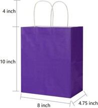100 Pcs PURPLE 8x4.75x10 Medium Gift Bags with Handles, Birthday Gift Bags - £28.98 GBP