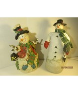 Christmas Snowman Figurines Decoration Holiday Decor Harrow&#39;s Set of 2 - $33.65 CAD