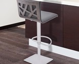 Armen Living Crystal Swivel Adjustable Barstool in Grey Faux Leather and... - $368.99