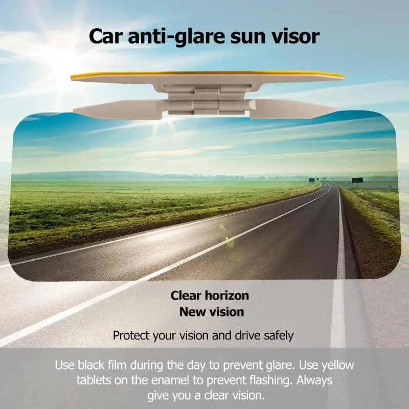 2 in 1 Car Sun Visor HD Anti Glare Dazzling Goggle UV Blocker Day Night Vision - £15.87 GBP