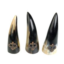 Munetoshi 6 Drinking Horn Shots Fleur-de-Lis Lilly Design Viking Norman Genuine - £14.69 GBP